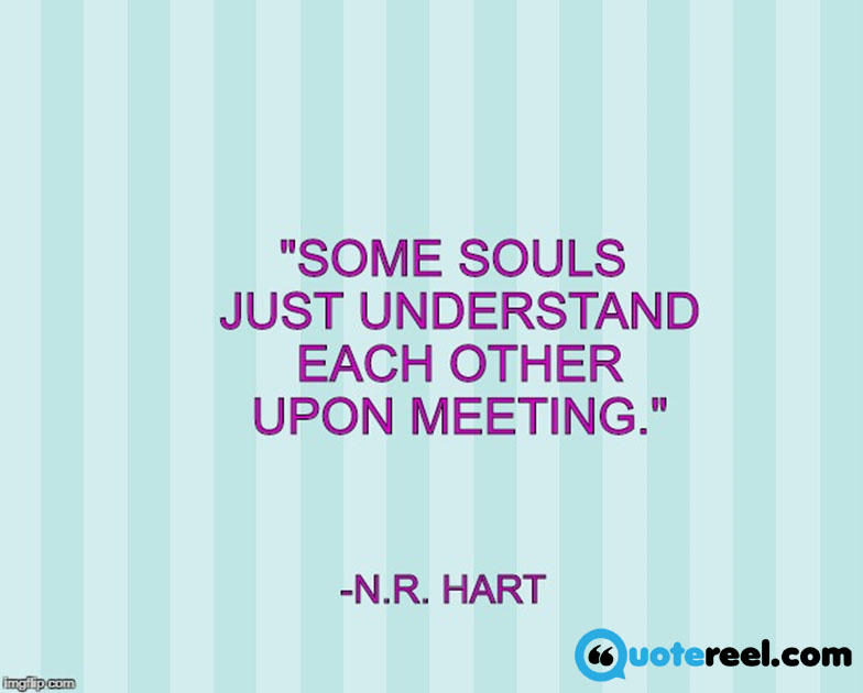 Some souls just understand each other upon meeting -n.r. hart