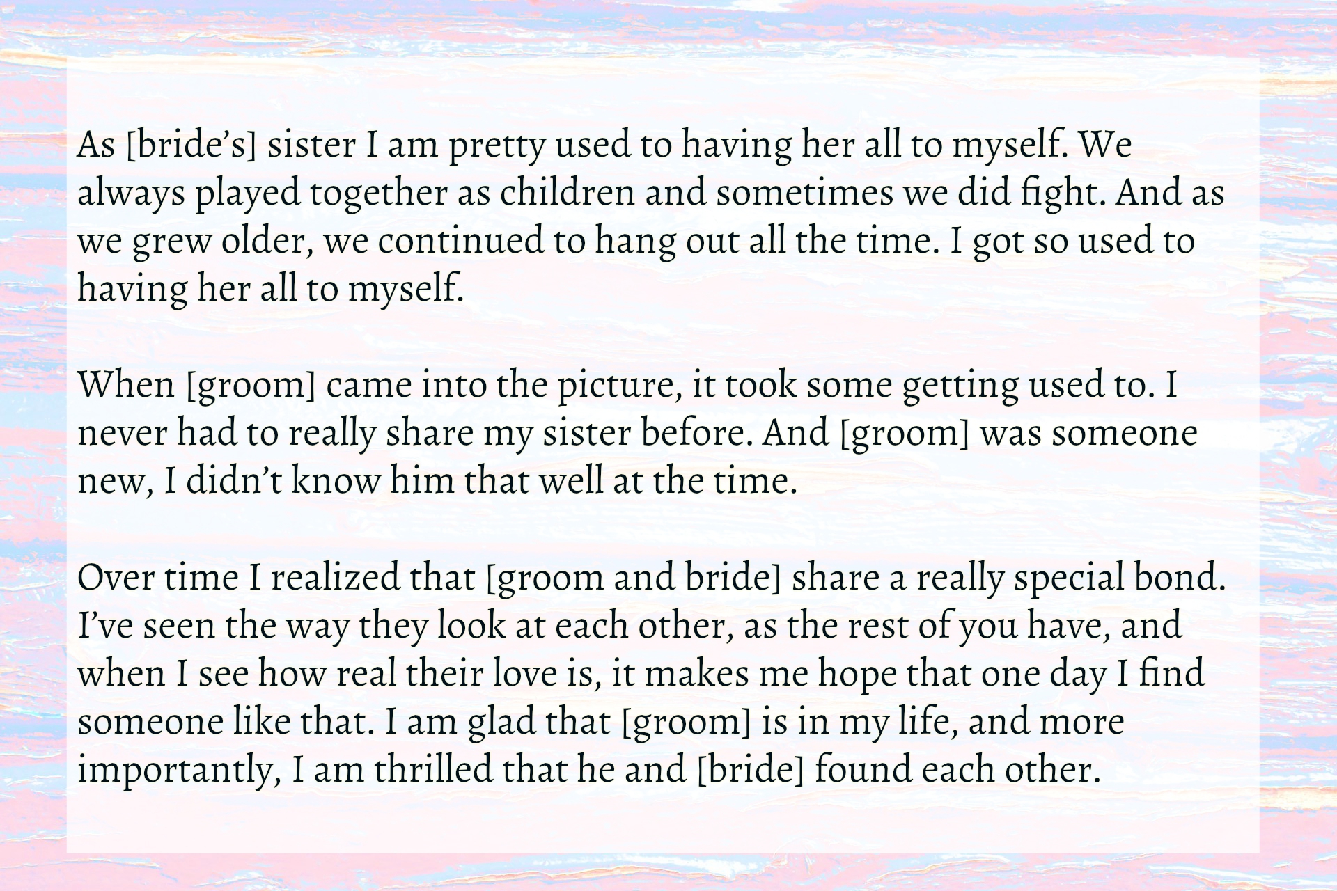 Sister Wedding Speech Examples