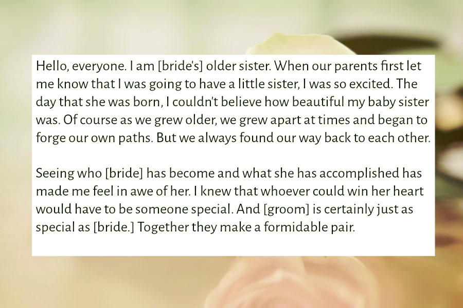 my sister's wedding essay