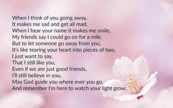 Poem for someone moving away